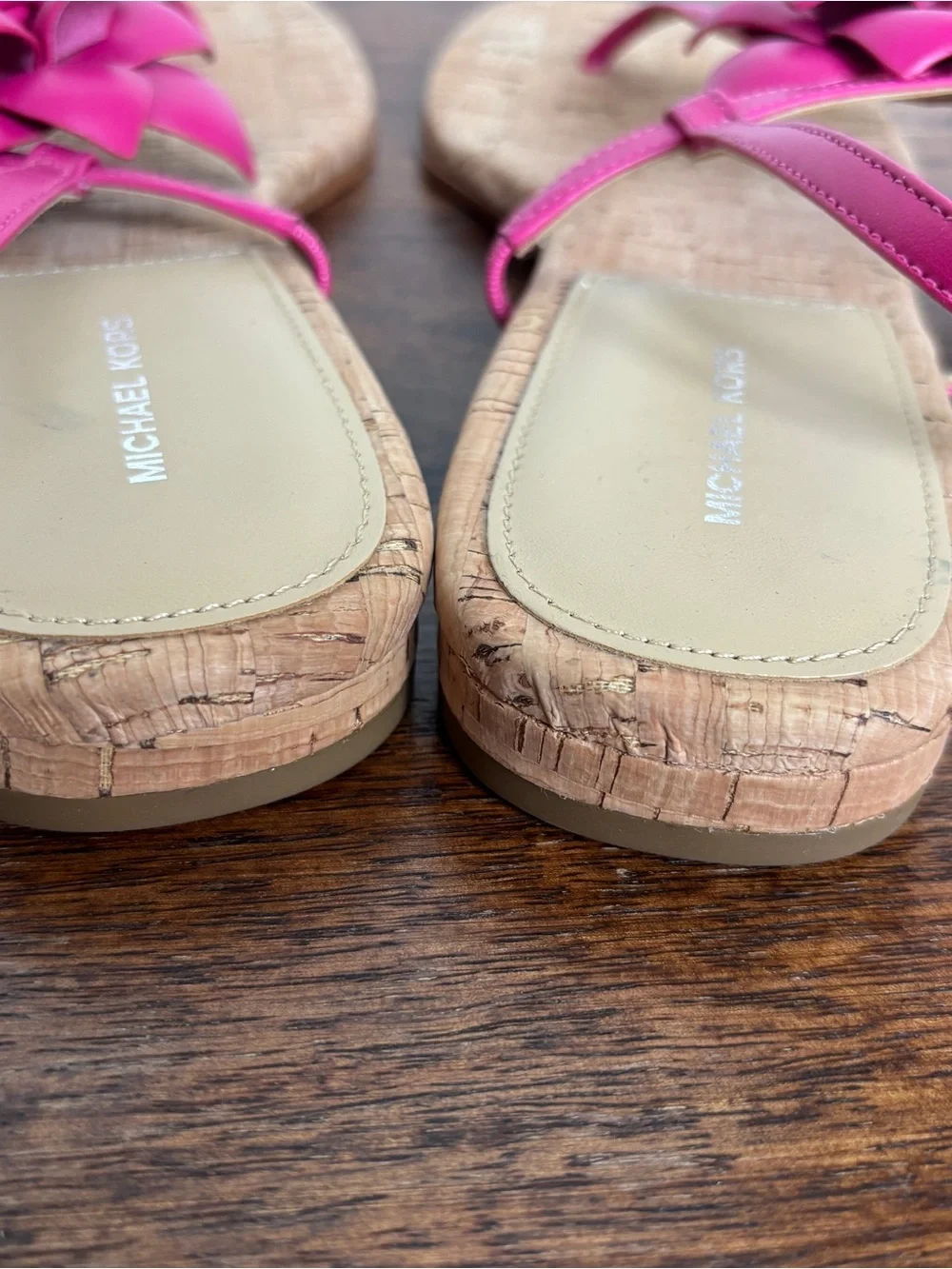 New! Michael Kors Women Jacie Floral Embellished Leather T-Strap Sandal Pink 10